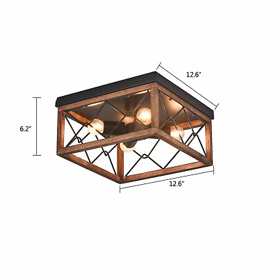 #ad 4 Light Farmhouse Flush Mount Light Fixture Rustic Industrial Ceiling Light NEW $32.30