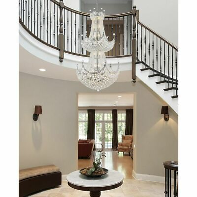 #ad #ad CRYSTAL CHANDELIER LARGE CHROME FOYER DINING ROOM LIGHTING FIXTURES 36 LIGHT 66quot; $4143.82