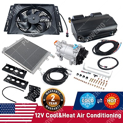 #ad Universal Underdash Electric Air Conditioning 12V Coolamp;Heat A C Kit Auto Car DC $550.00