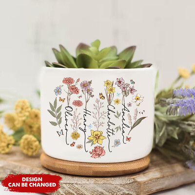 #ad Custom Birth Month Flower Plant Pot Mother#x27;s Day Gift for Grandma $41.70