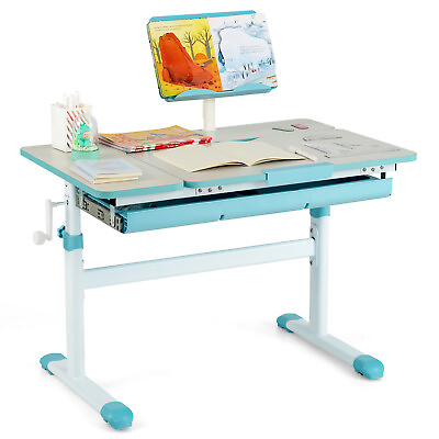#ad Kids Height Adjustable Desk Children Study Table w Tilt Desktop amp; Book Stand $99.99