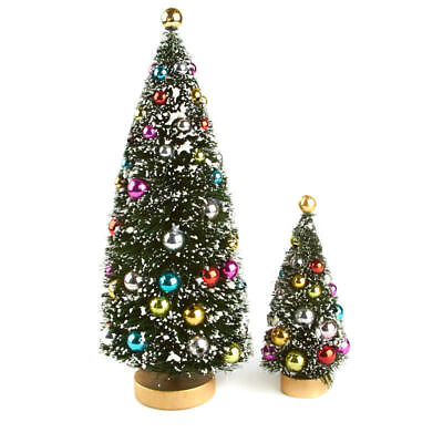 #ad Small and Large Decorated Frosted Bottle Brush Tree Set $17.31