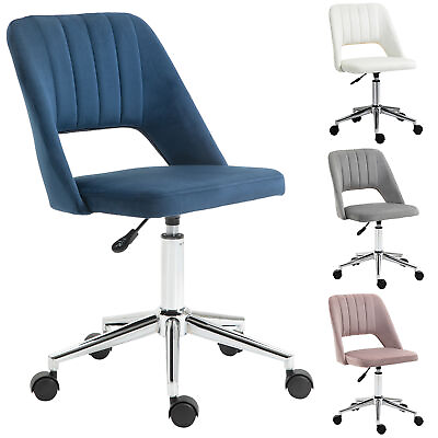 #ad Ergonomic Velvet Armless Computer Swivel Upholstered Chair w Open Back $72.91