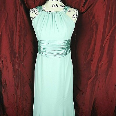 #ad David#x27;s Bridal Long Light Green Chiffon Dress Style # F12732 Size 8 $24.94