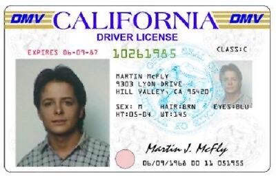 #ad 1985 Back To The Future Drivers License Prop Marty McFly Michael J. Fox ⏲ $2.99