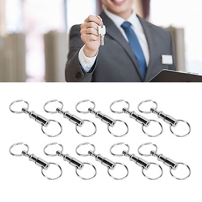 #ad 10 PCS EDC Quick Release Keychain Double Ring Keychain Outdoor Pull Apart Key Ri $12.29