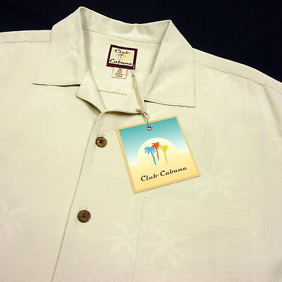 #ad NEW Club Cabana *Bon Voyage* Silk Embroidered Cruise Ship Camp Shirt Mens M $18.00