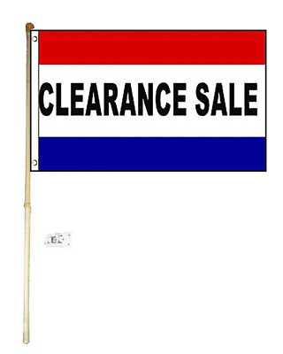 #ad 5#x27; Wood Flag Pole Kit Wall Mount Bracket 3x5 Clearance Sale RWB Polyester Flag $23.88