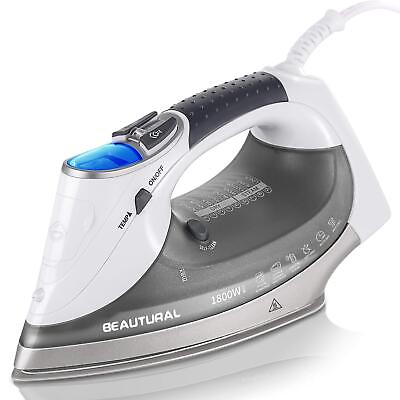 #ad BEAUTURAL 1800 Watt Steam Iron with Digital LCD Screen Double Layer Gray $29.99