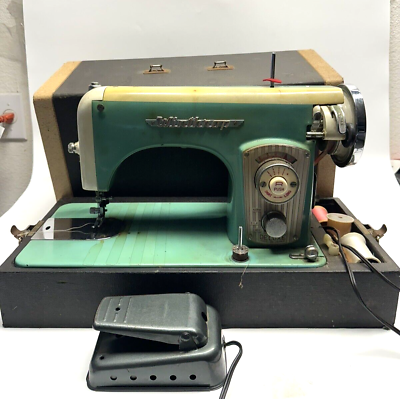 #ad VINTAGE WINTHROP Sewing Machine Green 1960s w Foot Pedal Made in Japan WORKING $299.99