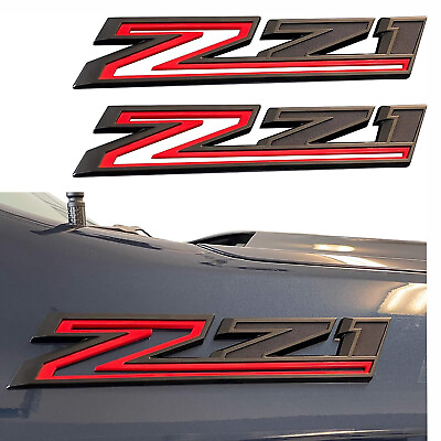 #ad #ad 2 OEM Z71 Emblems Fender Badges for Silverado 84632695 Black Red 2019 22 $39.05