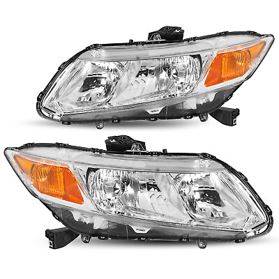 #ad For 2012 2015 Honda Civic Sedan 12 13 Coupe Chrome Headlights Assembly Lamps Set $101.99