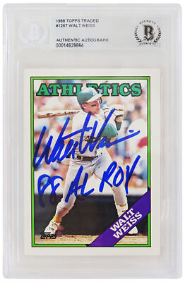 #ad Walt Weiss autographed autographed 1988 Topps Traded RC w 88 AL ROY Beckett $80.66