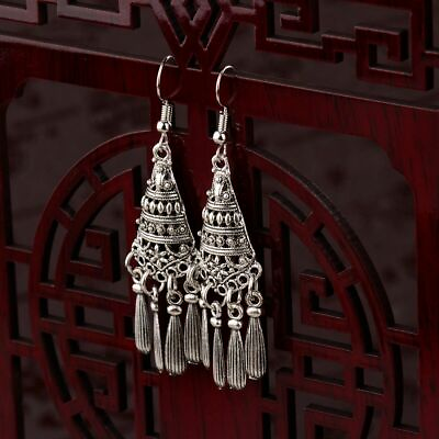 #ad #ad Boho 925 Sterling Silver Vintage Style Tibetan Tibet Dangle Drop Hook Earrings $13.74