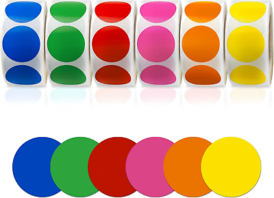 #ad 3000 Pieces 1 Inch Round Removable Color Code Dot Stickers Circle Dots Stickers $12.01