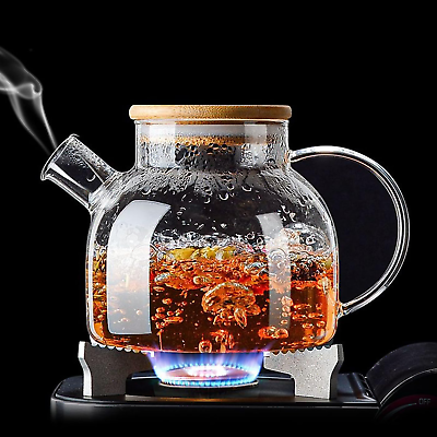 #ad Glass TeapotStovetop Microwave Safe Glass Borosilicate Teapot with Removable F $22.49