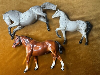 #ad Breyer Horse Model #32 King Fighting Stallion Glossy Grey Appaloosa Two Others $148.75