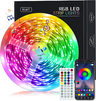 #ad 65.6Ft Strip LED Lights for Bedroom Music Sync RGB LED Strip Lights with APP amp; $12.09