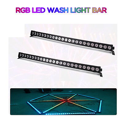 #ad 2PCS RGB Wall Wash Bar Light DMX Stage DJ 24 LED Bar Light Strobe Beam Lighting $123.49