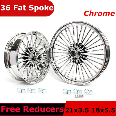 #ad 21quot; 18quot; Front Rear Wheels Rim Fat Spoke for Harley Softail Fatboy Deuce Springer $759.99