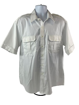 #ad Abbott Military Shirt Mens Sz 17 Large Summer White Uniform Pilot Dress Shirt $18.88