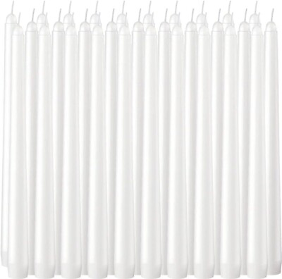 #ad 30 Pack Tall Taper Candles 10 Inch White Dripless Unscented Dinner Candle NEW $21.97