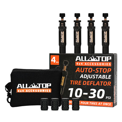 #ad Adjustable Auto Stop Tire Deflator Valve Kit 10 30 PSI 4 PCS Screw on Tyre Air $36.99