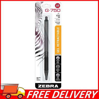 #ad Zebra Pen G 750 Retractable Gel Pen Brass Barrel Medium Point 0.7mm Black Ink $10.63