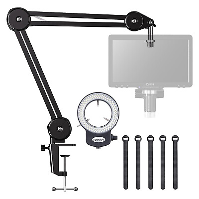 #ad TOMLOV Adjustable Stand Flexible Arm 144 LED Ring Lamp for Digital Microscope $49.99