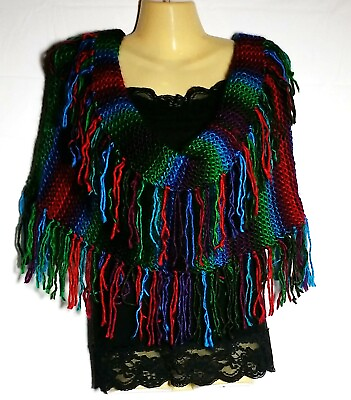 #ad NEW Colorful Women#x27;s Cowl Scarf Infinity Boho Hippie Hand Knitted Wrap Fringe $29.03