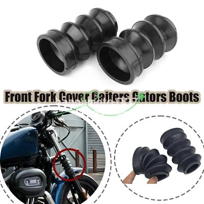#ad 39mm Rubber Fork Cover Gaiters Gators Boots For Harley Sportster 883 1200 Black $11.99