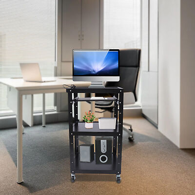 #ad Rolling Standing Desk Projector Cart With Wheels Office AV Trolley Printer Stand $128.25