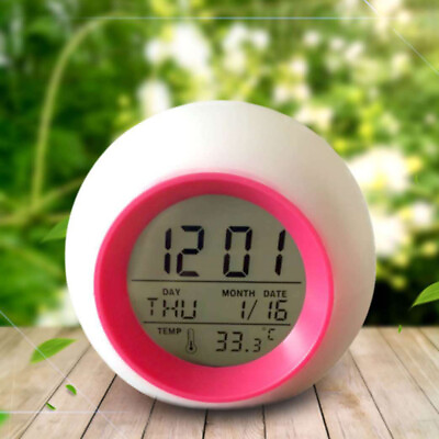 #ad Bedside Clock Multi Function LED Display Round Kids Alarm Clocks $13.82