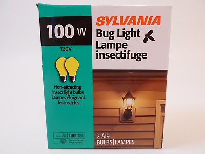 #ad Yellow Bug Light Bulb 100W Watt Sylvania 2 Pack Outdoor Porch Non attracting 100 $11.95