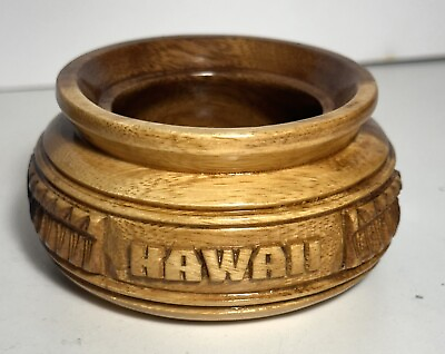 #ad Hawaiian Folk Vintage Art Hand Carved Wooden Bowl $19.95