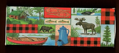 #ad Vintage Diamond Brands 8quot; Matches 33 Ct Rustic Moose Bear Canoe Plaid Fish Cabin $12.95