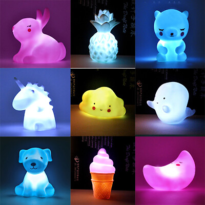 #ad #ad Creative LED Bedside Table Lamp Silicone Kids Room Battery Gift Night Light Cute $12.91