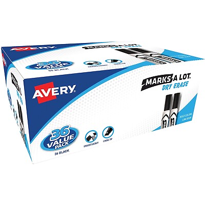#ad Avery Marks A Lot Desk Style Dry Erase Marker Chisel Tip Black 36 Pack 98207 $30.92