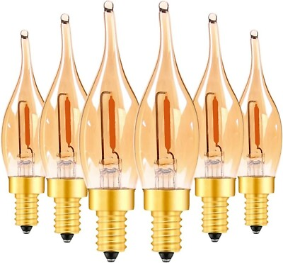 #ad Led Vintage Candelabra Bulbs Night Lights E12 C22t Edison Candle Bulbs Filament $14.24