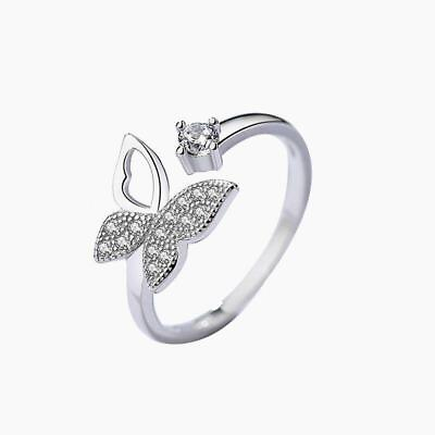 #ad Anillos de mariposa de cristal de lujo de Plata de Ley 925 para mujeres joyería $8.15