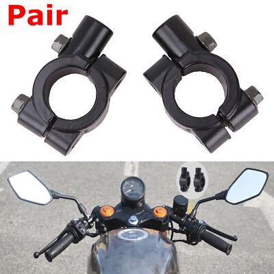 #ad 10mm 7 8quot; Motorcycle Bikes Handlebar Mirror Mount Holders Adapter Aluminum Clamp $7.87