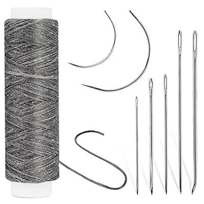 #ad 32 Yards Waxed Thread with Leather Hand Sewing Needles 150D Flat Sewing Waxe... $10.56