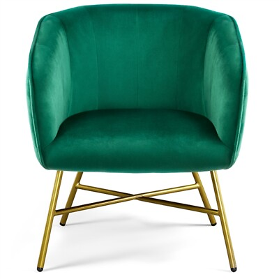 #ad Fabric Accent Green Chair with Golden Finished Metal Legs for Living Room Cafe $97.99