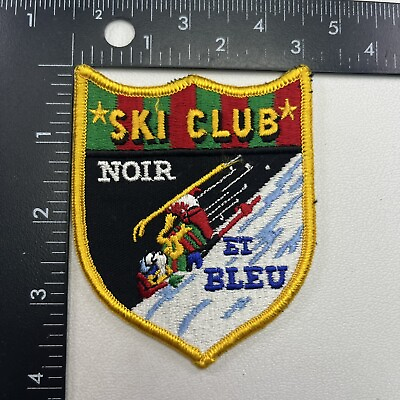 #ad Vtg Snow SKI CLUB NOIR ET BLEU Patch Black amp; Blue Snow Ski Crasher 24XF $11.04