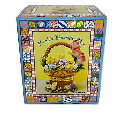 #ad CWC Porcelain Large Trinket Box Decorative Easter Chicks $34.50