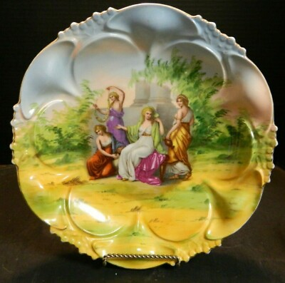 #ad Antique Victoria Austria Embossed 4 Muses Maidens Bowl Plate 1.5quot; x 11.5quot; Exc $24.99
