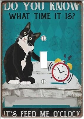 #ad Tuxedo Cat Feed Me Time Light Switch Plate Cover Outlet Wall Cover GFI $9.70