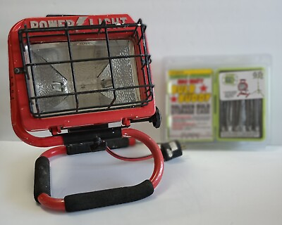 #ad Red 500W Halogen Work Light Portable Free Standing with a Hard Case of 6 bulbs $25.00