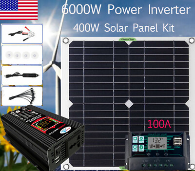 #ad 110V 6000W Solar Panel Kit Complete Solar Power Generator 100A Home Grid System $119.98