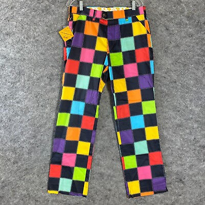 #ad Loud Mouth Golf Pants Men#x27;s 32 X 32 NEW Colorful Check Flat Front $54.97
